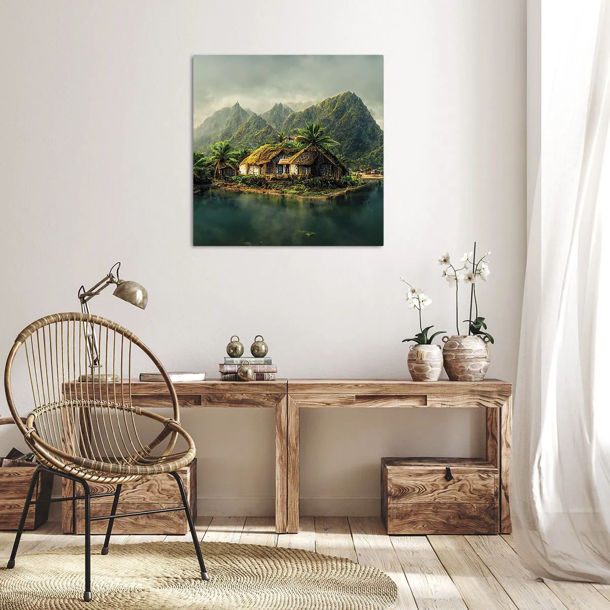 Lærredstryk - Billede på lærred - Tropisk paradis - 30x30 cm
