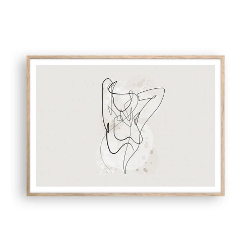 Plakat i ramme af lyst egetræ - Forførelsens kunst - 100x70 cm