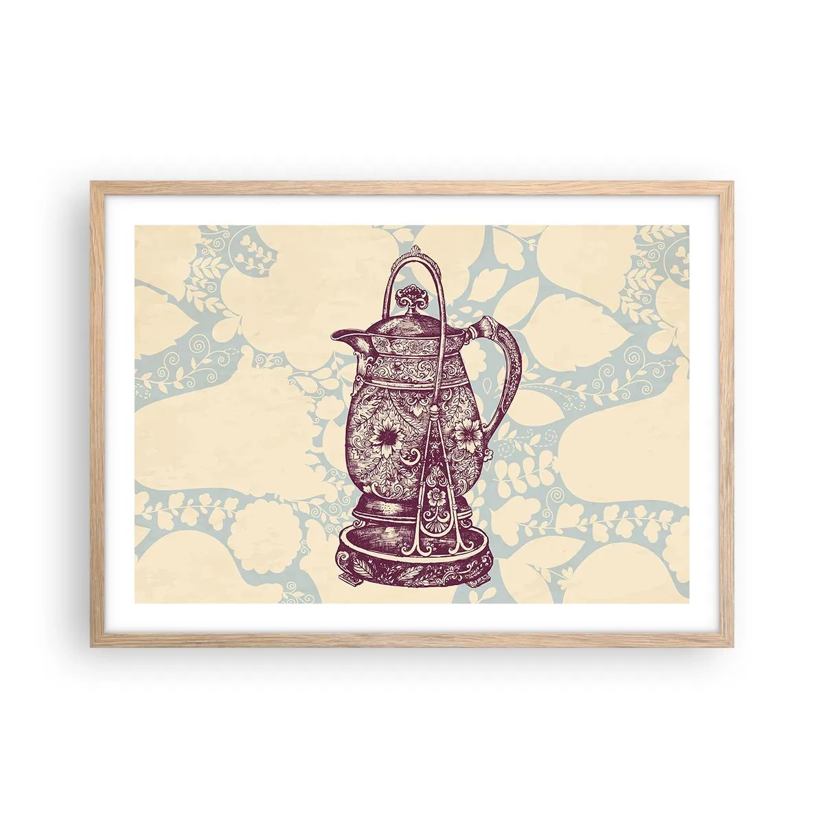 Plakat i ramme af lyst egetræ - Skønheden i hverdagslivet - 70x50 cm