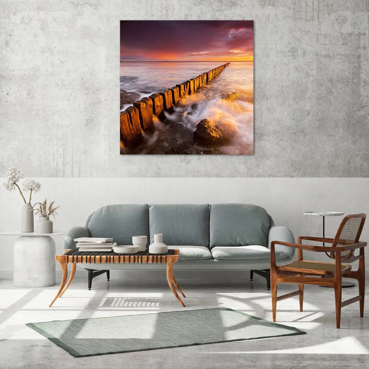 Billede på glas - Bølgernes blidhed - 50x50 cm