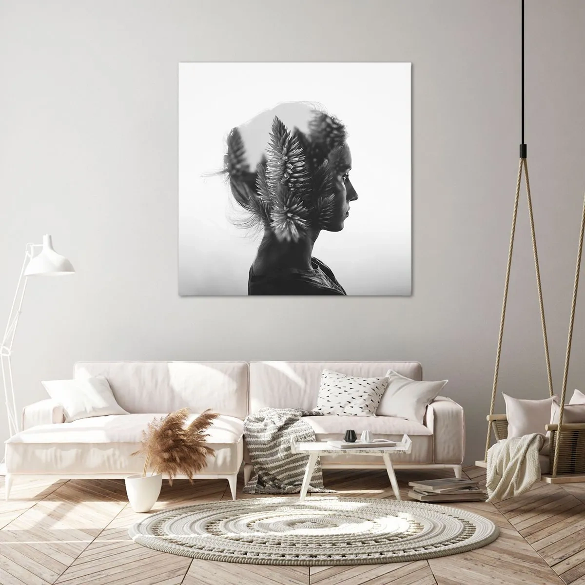 Lærredstryk - Billede på lærred - Dame af fyrreskoven - 70x70 cm