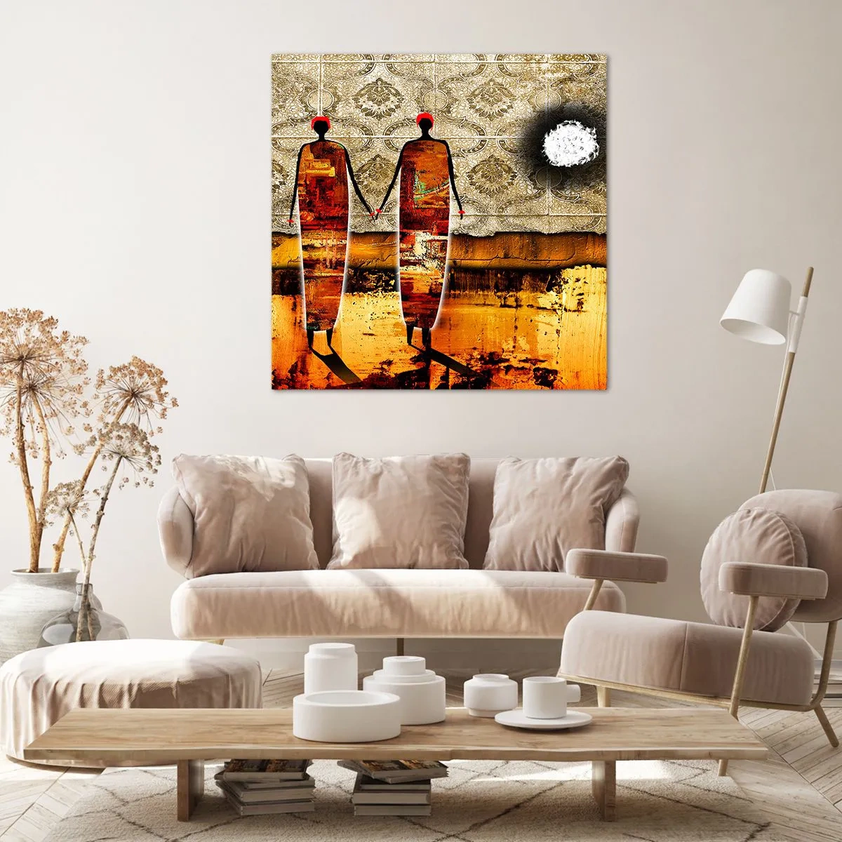 Lærredstryk - Billede på lærred - Etnisk sammensætning i farverne i Afrika - 60x60 cm