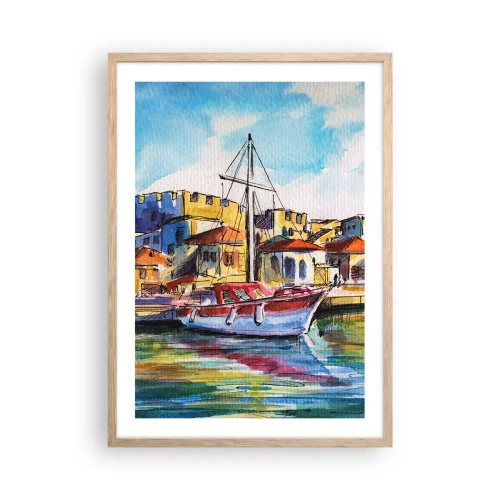 Plakat i ramme af lyst egetræ - Regnbue eftermiddag - 50x70 cm