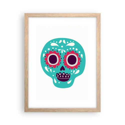 Plakat i ramme af lyst egetræ - Livet - sjovt indtil døden - 30x40 cm