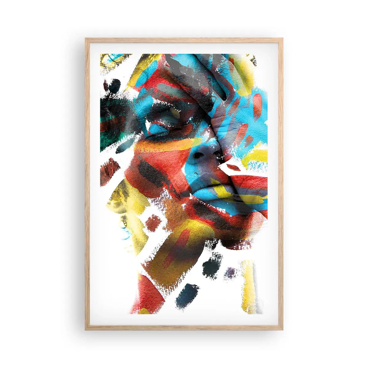 Plakat i ramme af lyst egetræ - Farverig personlighed - 61x91 cm