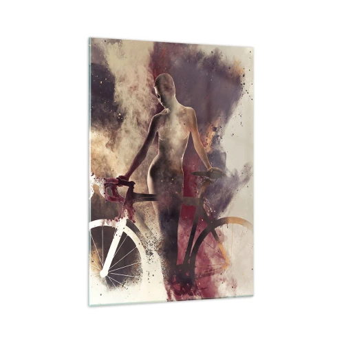 Billede på glas - I marmor former den cyklende sjæl - 70x100 cm