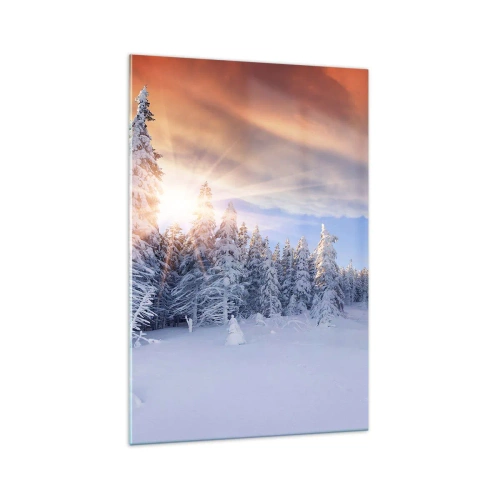 Billede på glas - Et snedækket naturspektakel - 70x100 cm