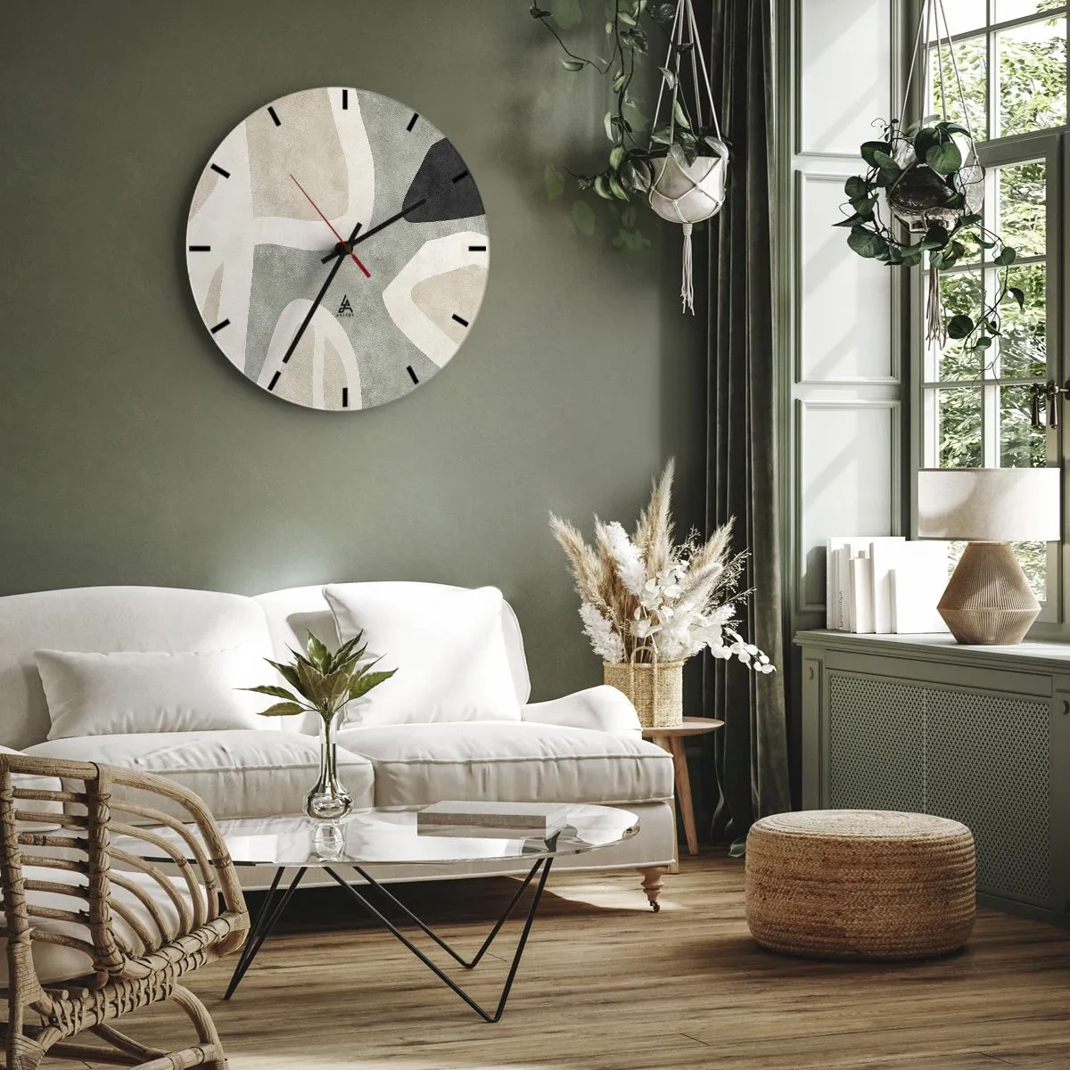 Vægur, Uret - Komposition med et sort tema - 40x40 cm