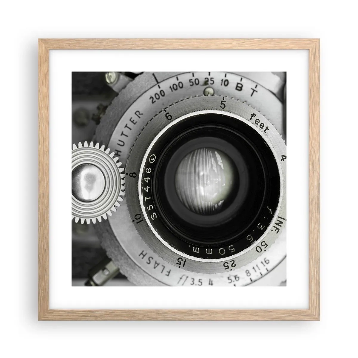 Plakat i ramme af lyst egetræ - Historien om Hollywood - 40x40 cm