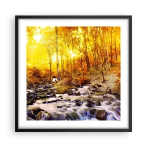 Plakat i sort ramme - Sten indfattet i guld og platin - 50x50 cm