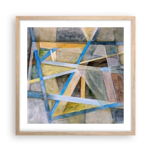 Plakat i ramme af lyst egetræ - Lige eller skråt? - 50x50 cm