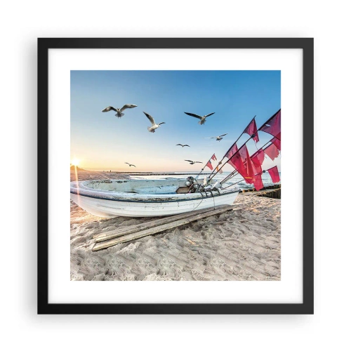 Plakat i sort ramme - Et velfortjent hvil - 40x40 cm