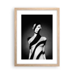 Plakat i ramme af lyst egetræ - I blænding og skygge - 30x40 cm