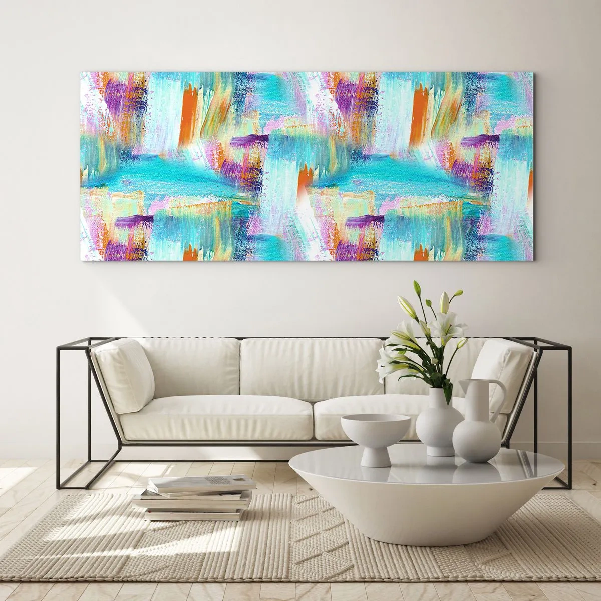 Billede på glas - Munter mazel topper - 100x40 cm