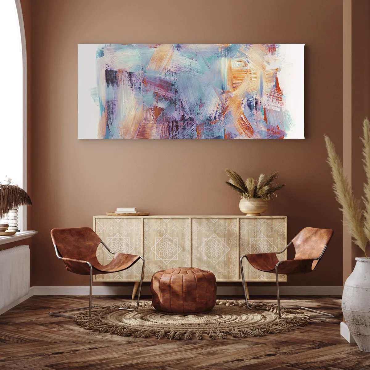 Lærredstryk - Billede på lærred - Farverigt rod - 100x40 cm
