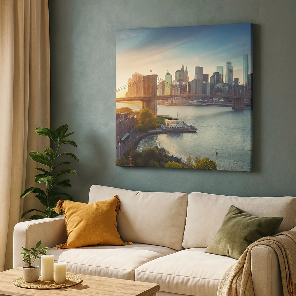 Lærredstryk - Billede på lærred - Den store bys daggry - 30x30 cm