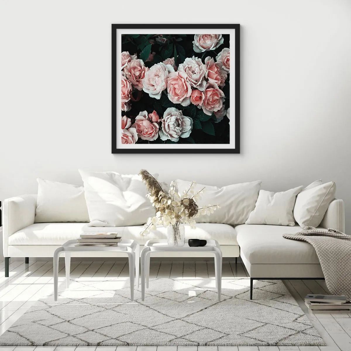 Plakat i sort ramme - Lyserød ansamble - 50x50 cm