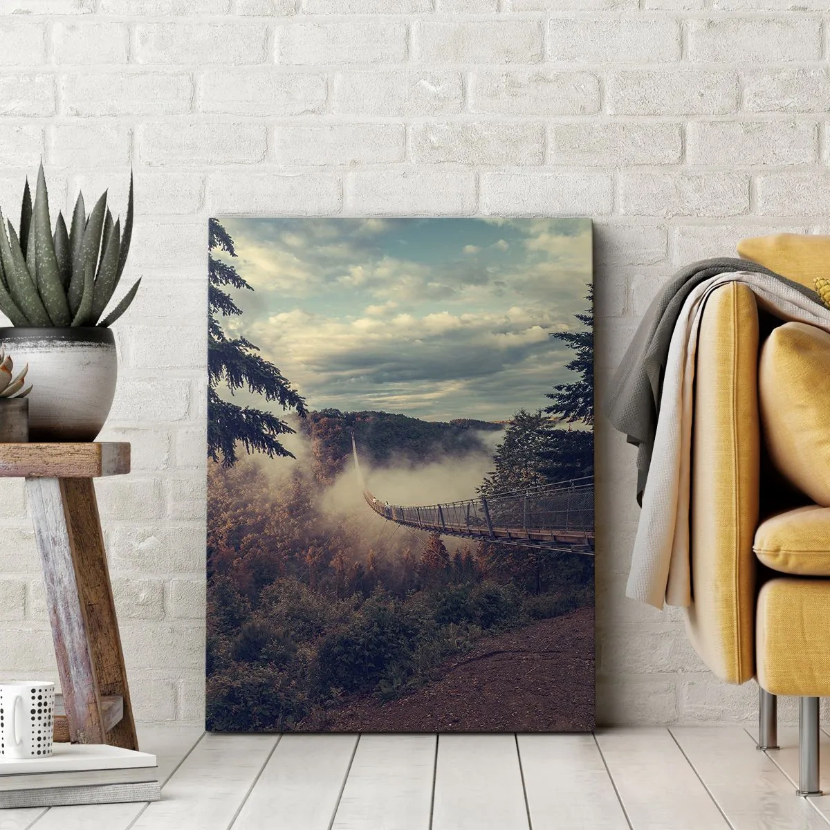 Lærredstryk - Billede på lærred - Over efterårsskoven - 55x100 cm