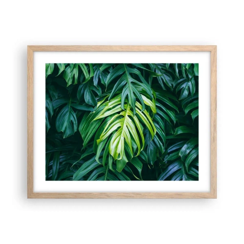 Plakat i ramme af lyst egetræ - Fordyb dig i friskhed - 50x40 cm