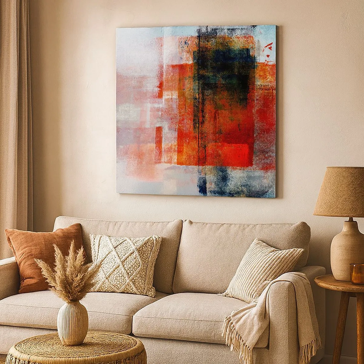 Lærredstryk - Billede på lærred - Glødende komposition - 30x30 cm