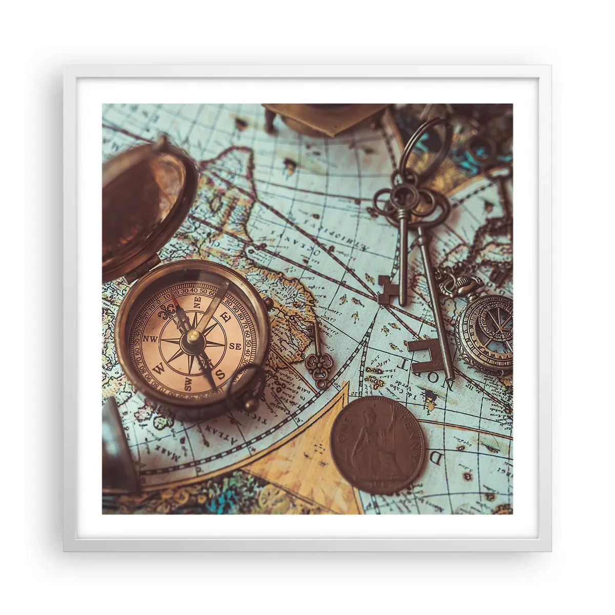 Plakat i hvid ramme - For eventyreren - 60x60 cm