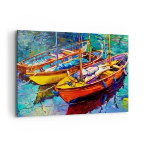 Lærredstryk - Billede på lærred - På vand, der er tykt af farve - 100x70 cm