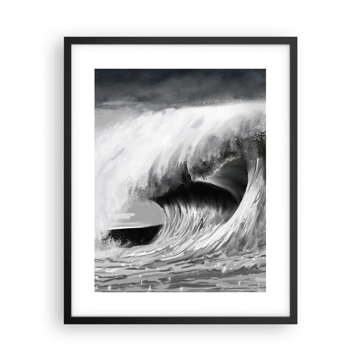 Plakat i sort ramme - Havets vrede - 40x50 cm