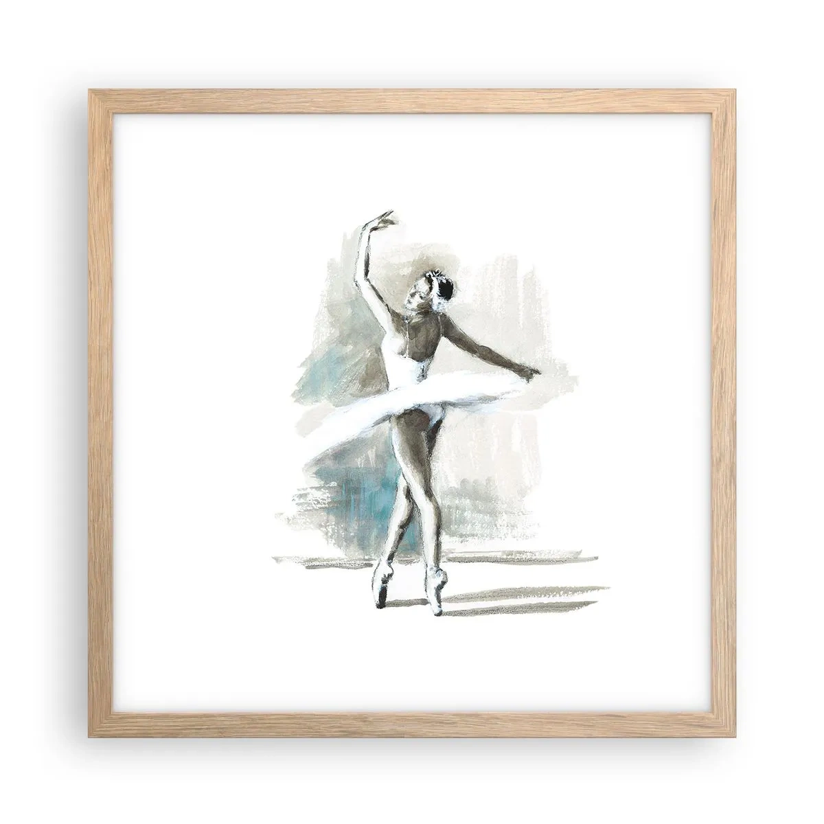 Plakat i ramme af lyst egetræ - Fortryllet til en svane - 40x40 cm
