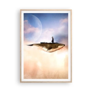 Plakat i ramme af lyst egetræ - En surrealistisk rejse - 70x100 cm
