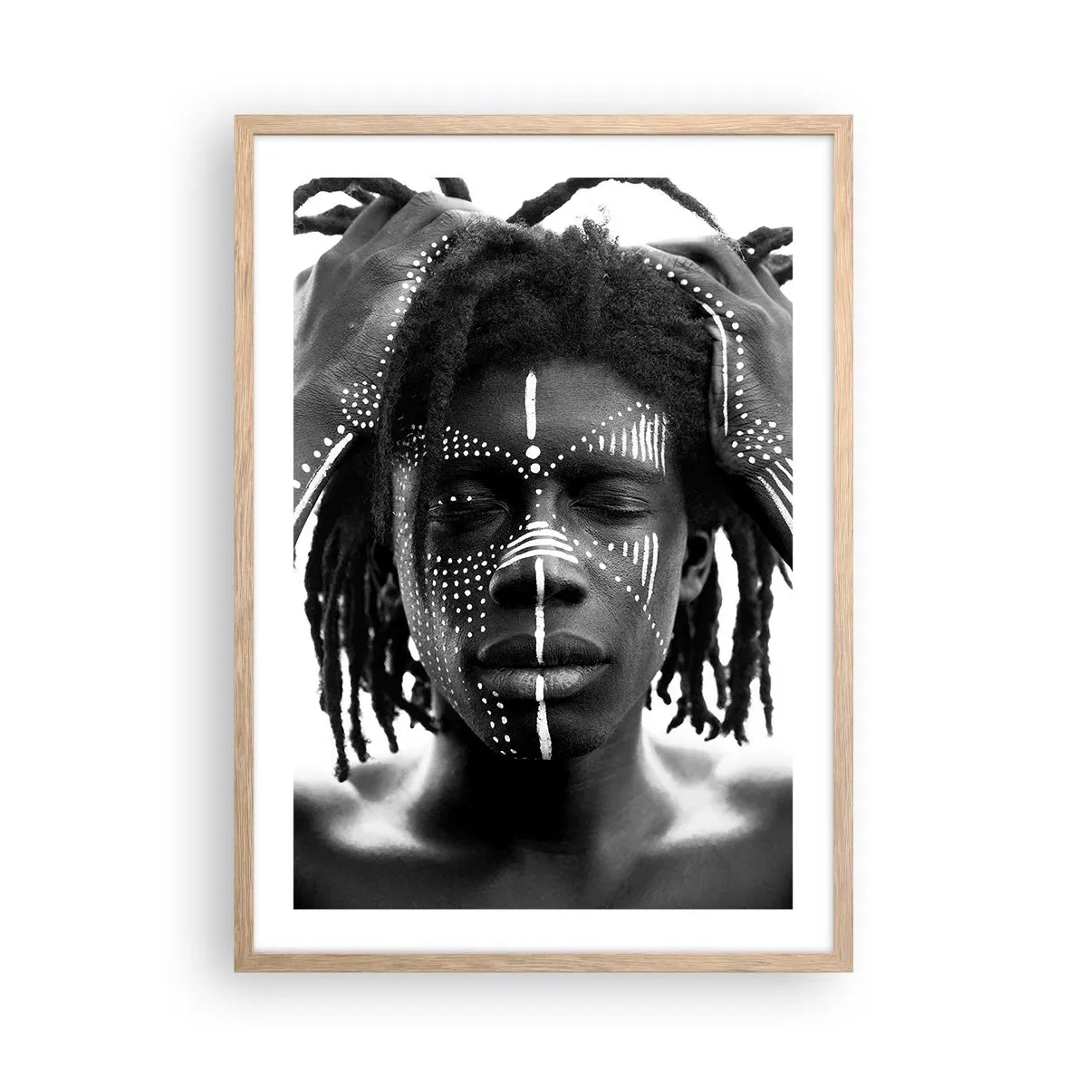 Plakat i ramme af lyst egetræ - Hvor er du? - 50x70 cm