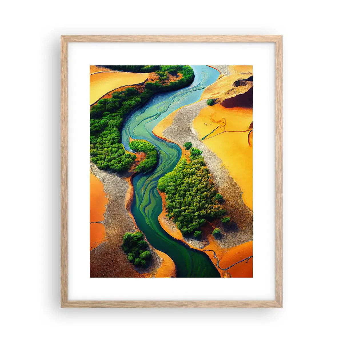 Plakat i ramme af lyst egetræ - Livgivende flod - 40x50 cm