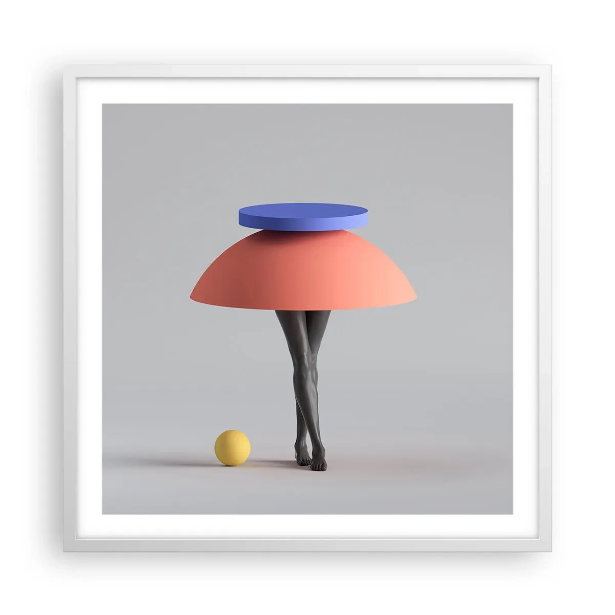 Plakat i hvid ramme - Surrealistisk komposition - 60x60 cm