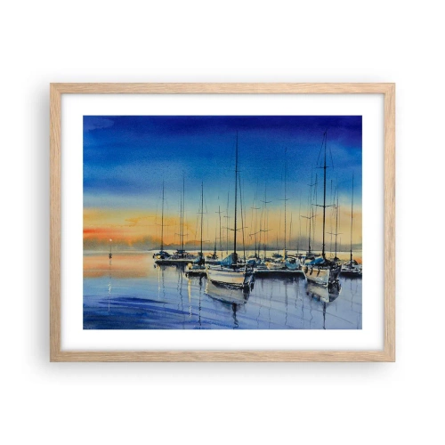 Plakat i ramme af lyst egetræ - Slutningen på en god dag - 50x40 cm