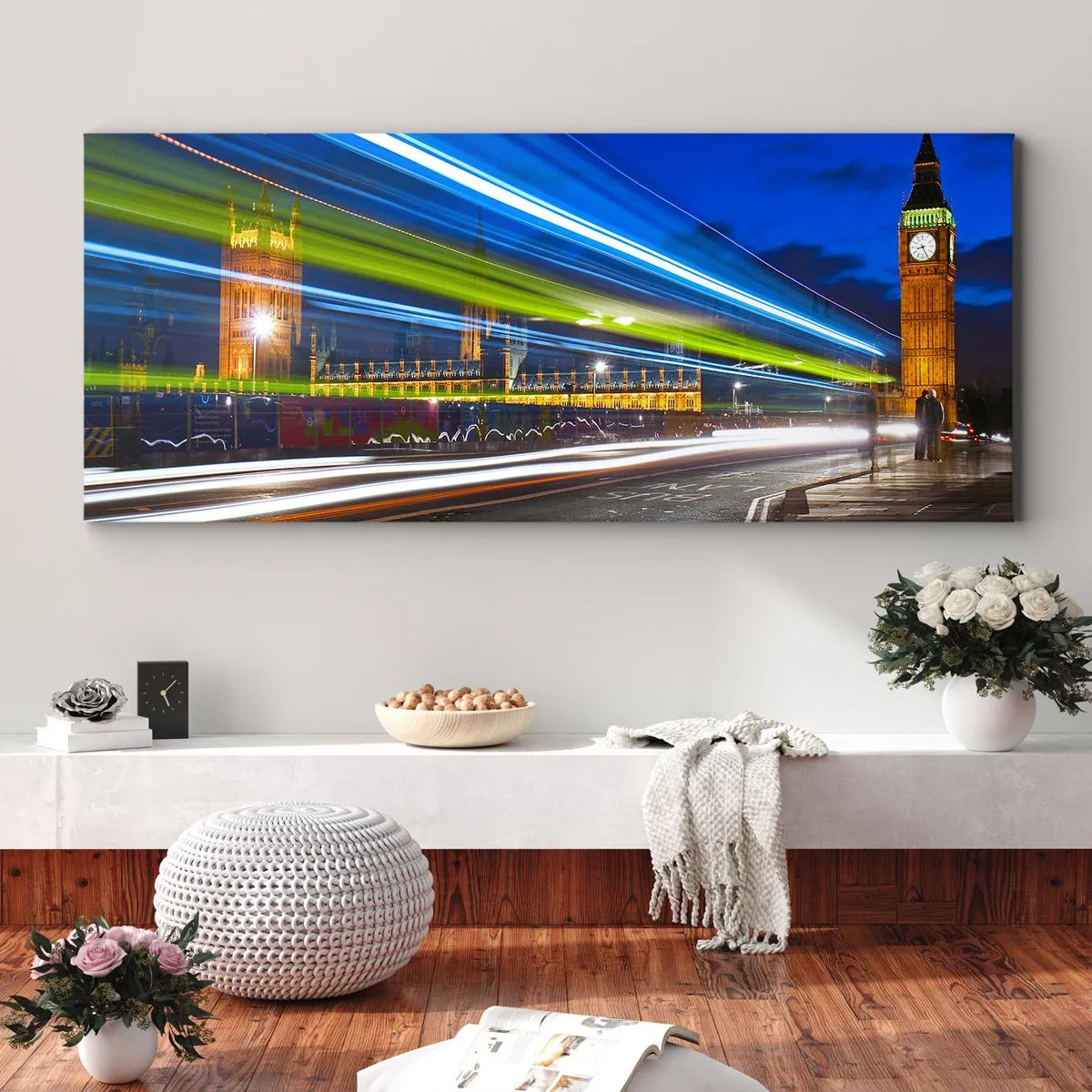 Lærredstryk - Billede på lærred - Under Big Ben's øjne - 160x50 cm