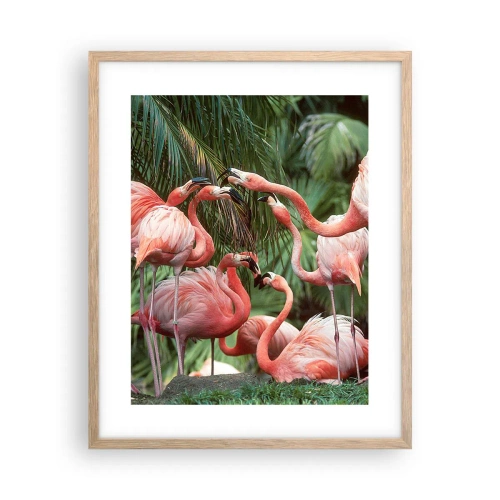 Plakat i ramme af lyst egetræ - Sladder om eftermiddagen - 40x50 cm