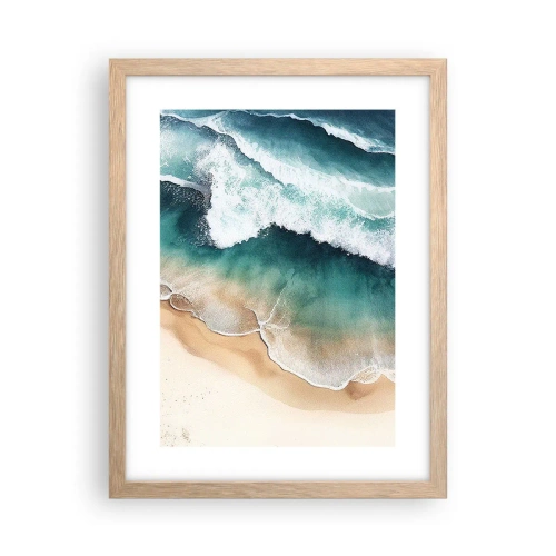 Plakat i ramme af lyst egetræ - Et evigt møde - 30x40 cm