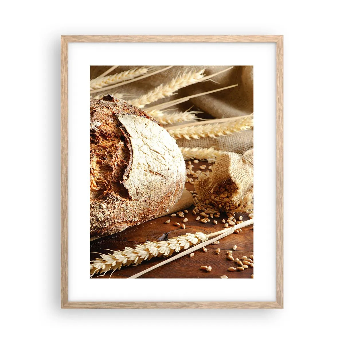 Plakat i ramme af lyst egetræ - Appetitlig, velduftende, sprød - 40x50 cm