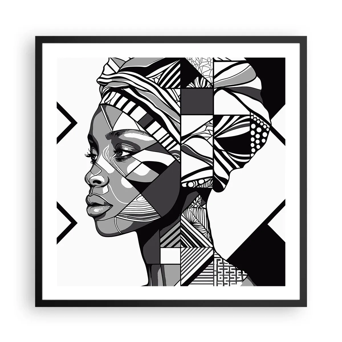 Plakat i sort ramme - Etnisk portræt - 60x60 cm