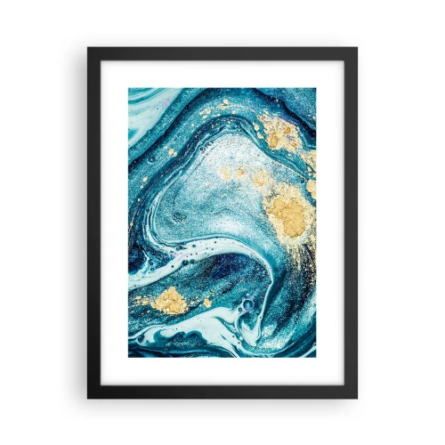 Plakat i sort ramme - Blå boblebad - 30x40 cm
