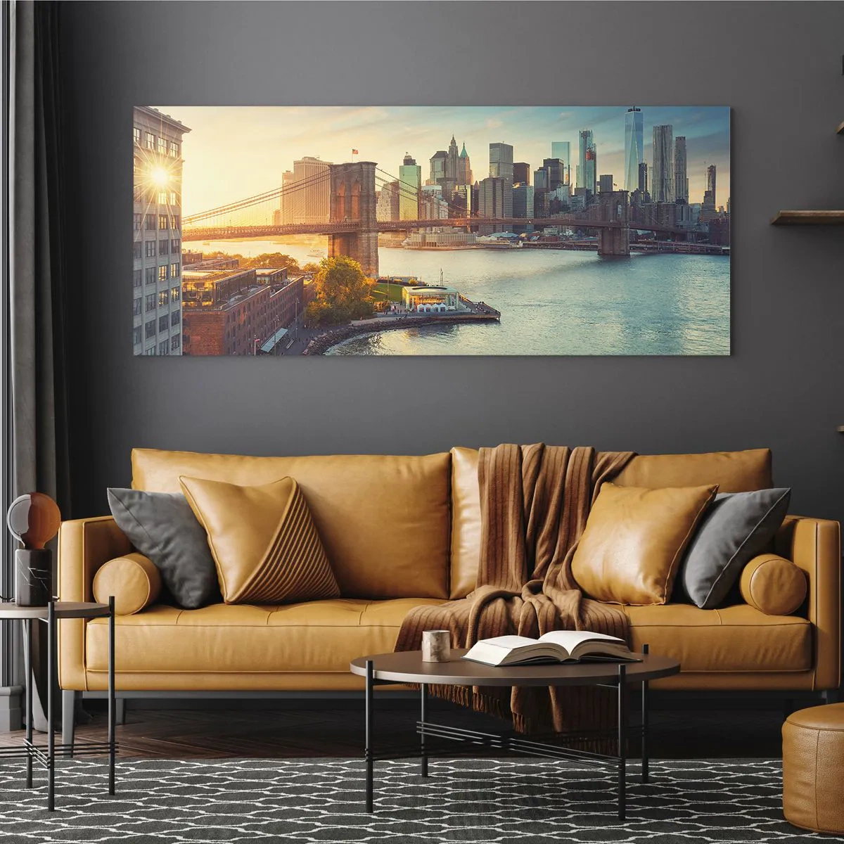 Billede på glas - Den store bys daggry - 120x50 cm