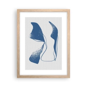 Plakat i ramme af lyst egetræ - Bevinget abstraktion - 30x40 cm