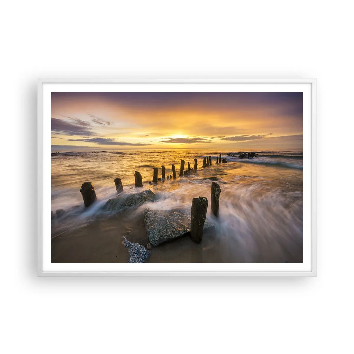 Plakat i hvid ramme - Østersøens rå skønhed - 100x70 cm