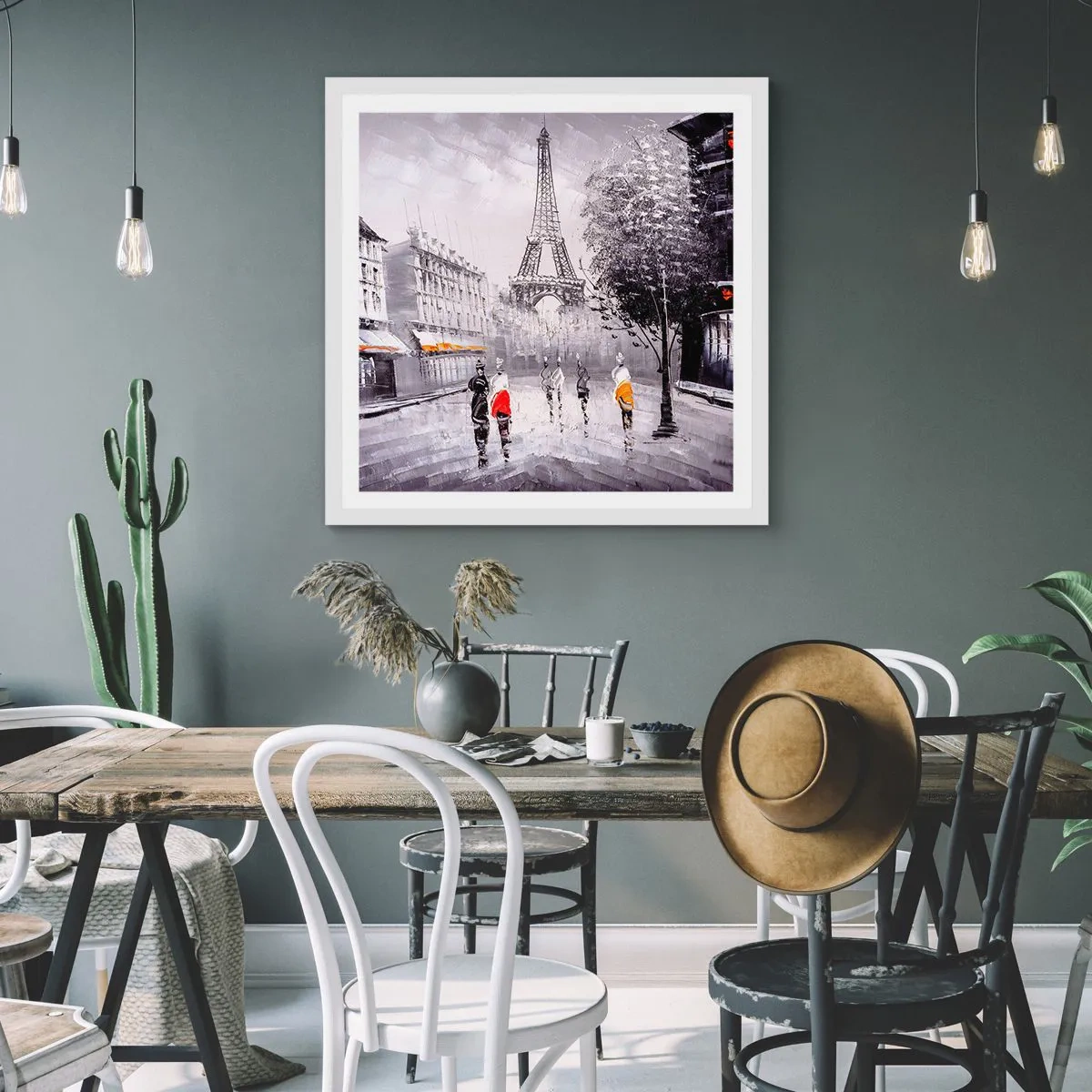 Plakat i hvid ramme - En parisisk spadseretur - 50x50 cm