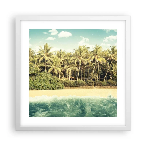 Plakat i hvid ramme - Hvad med her? - 40x40 cm