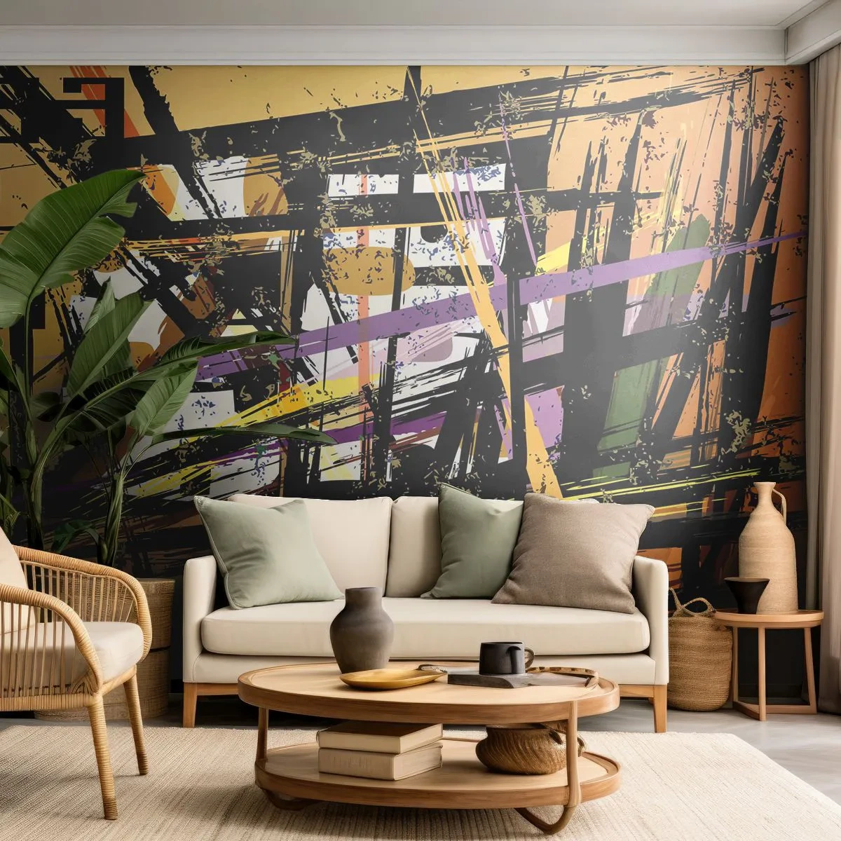 Fototapet Premium Sand - Skarpt snit - Abstraktion, Stykke, Moderne mønster - 200x140 cm