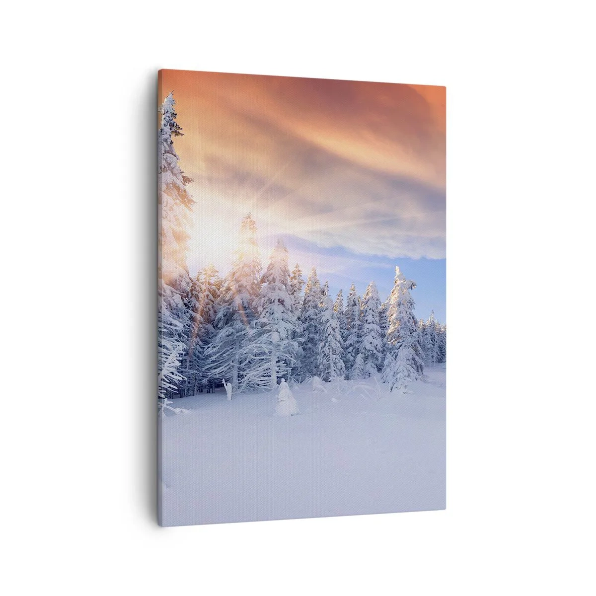 Lærredstryk - Billede på lærred - Et snedækket naturspektakel - 50x70 cm