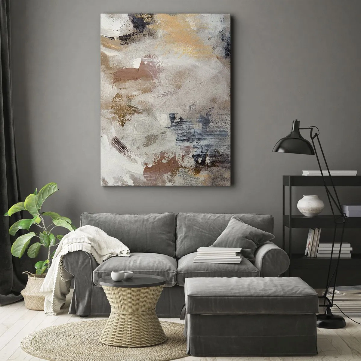 Lærredstryk - Billede på lærred - Tågeagtig abstraktion - 50x70 cm