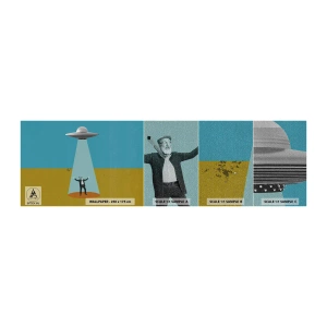 Prøve Fototapet Premium Sand - Et tæt møde - Ufo, Moderne kunst, Surrealisme - 100x30 cm