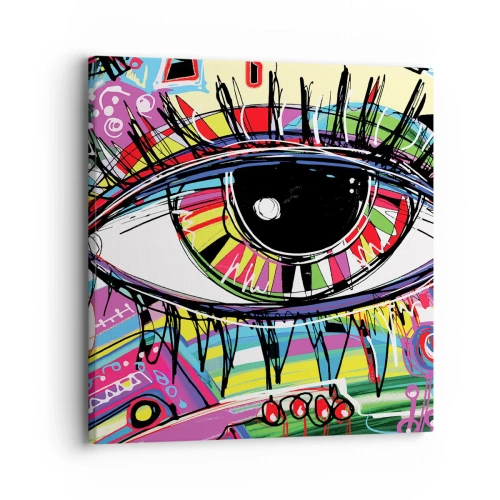 Lærredstryk - Billede på lærred - Et farverigt øje - en farverig sjæl - 30x30 cm