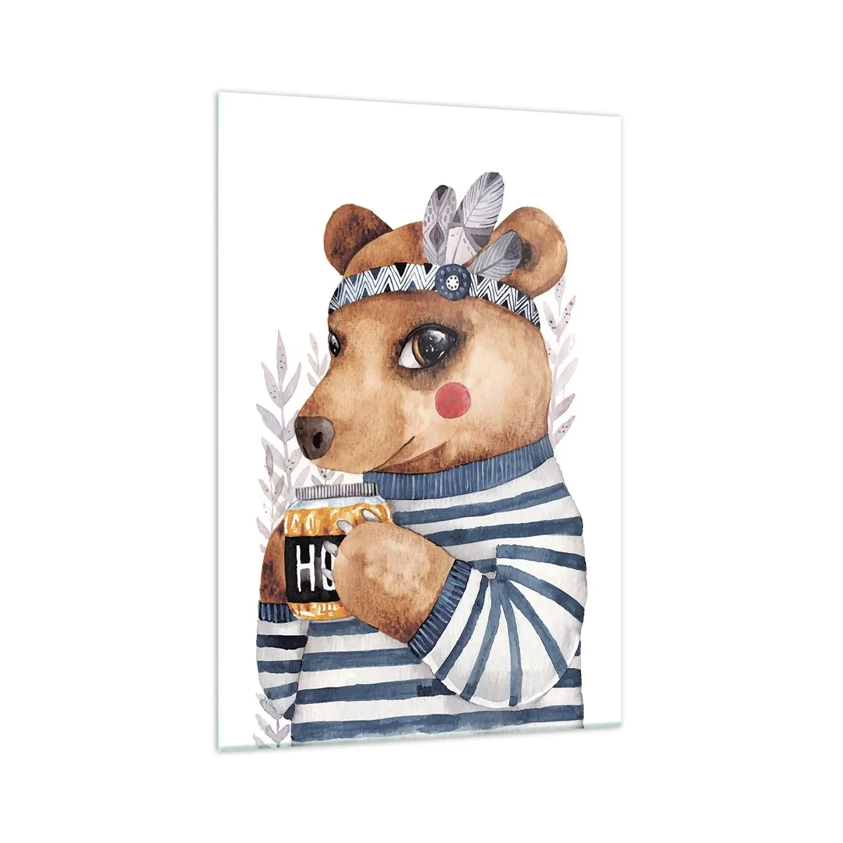 Billede på glas - Søde bjørn - 70x100 cm